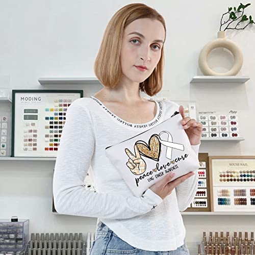 Levlo Lung Cancer Awareness Cosmetic Make Up Bag Lung Cancer Survivor Gift Lung Cancer Awareness Ribbon Make Up Zipper Pouch Bag (Lung Cancer Awareness) #TOP4