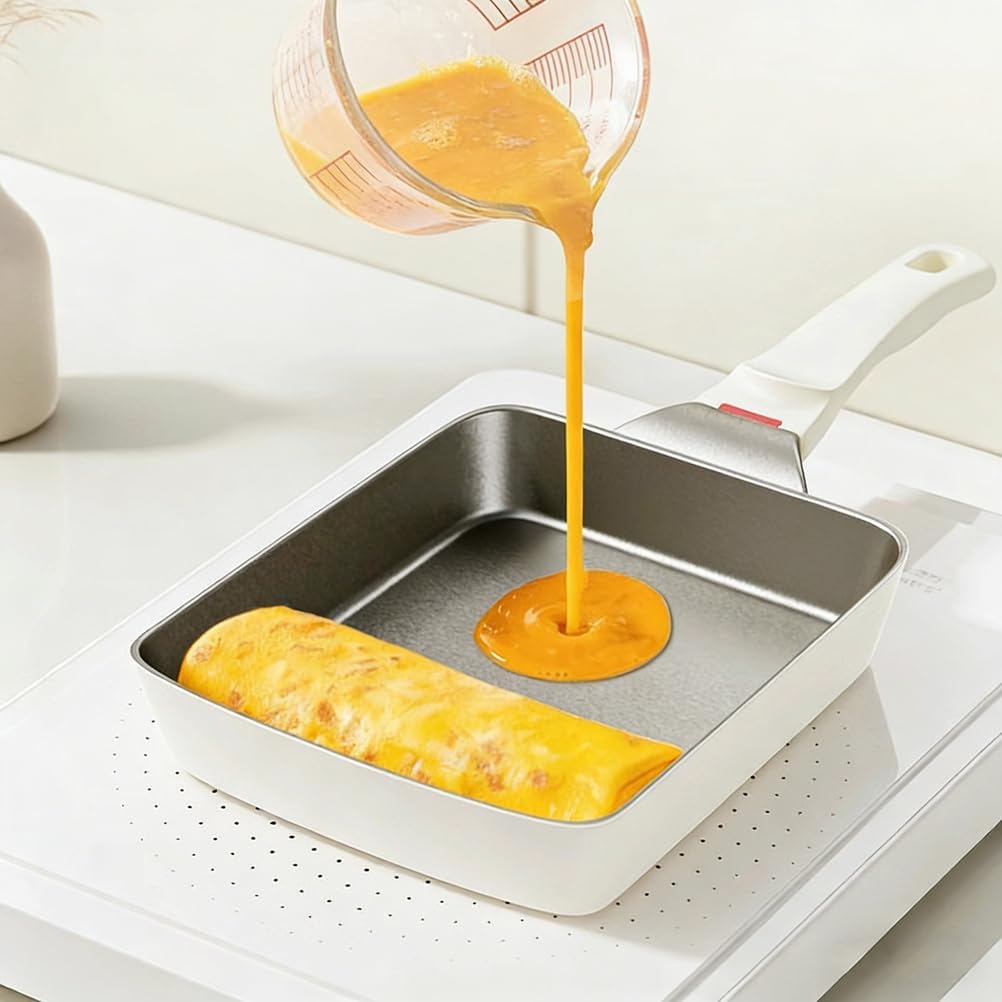 7.5" Japanese Omelette Egg Pan, Titanium Tamagoyaki Pan, Square Frying Pans for Making Omelets and Bacon, Easy to Clean