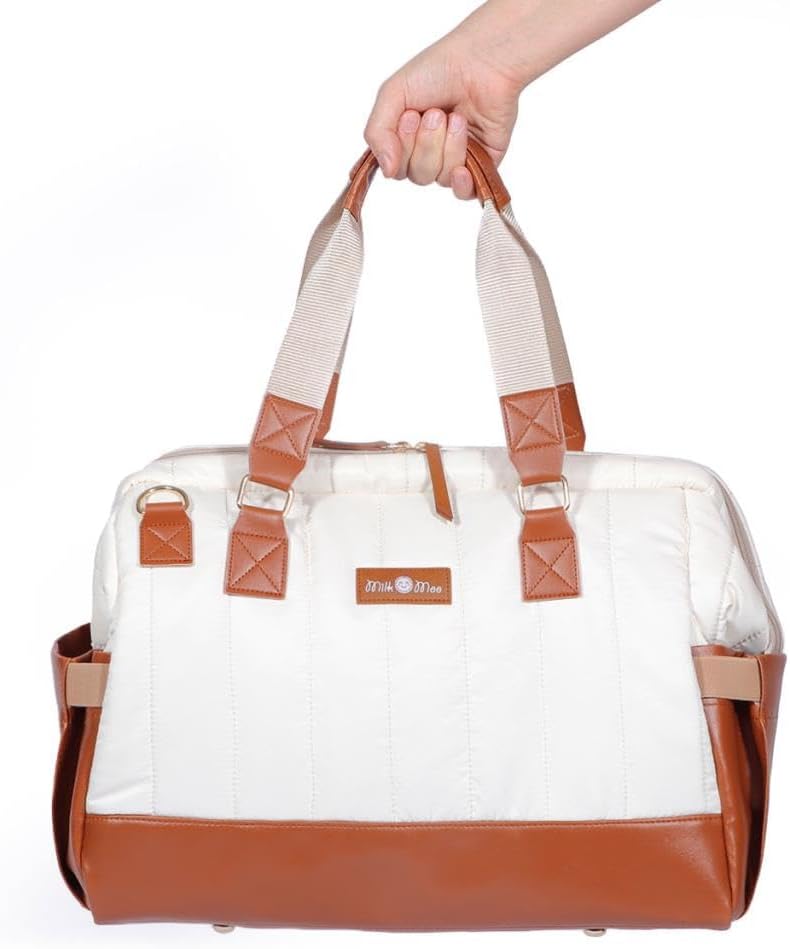 Milk&Moo Diaper Bag, Large, Baby Bag, Waterproof Diaper Tote Bag, With Insulated Bottle Pockets and Stroller Strap