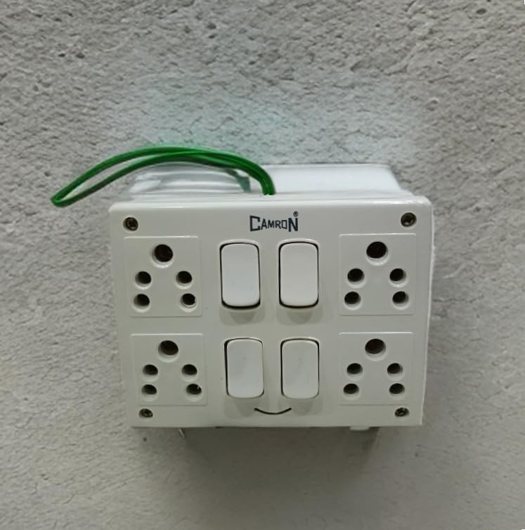 SS TRADER Electric PVC Combined Switch Board | Four 16 Amp 5 Pin Socket & Four Switch1 Indicator with 5 Pin Cord Fully Completely Connection-image-22