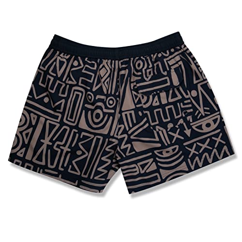 SHORTS PRAIA PRIMITIVE SCRIBBLES PRAIA PRETO/KAKI New Era