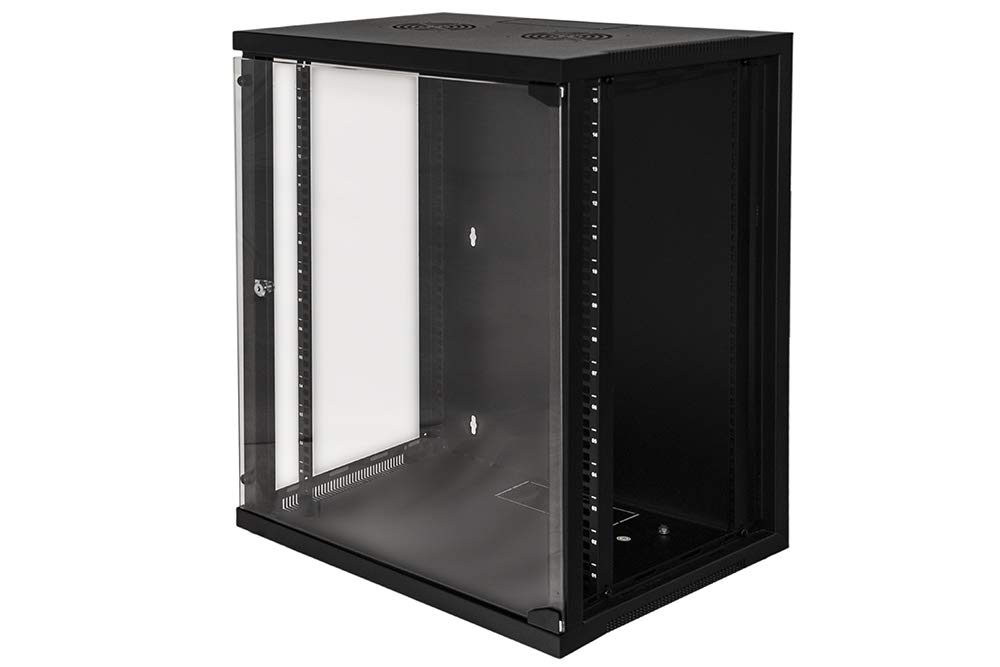 LINK armadio rack LK1918U66N 19 pollici 18 unità con montaggio a muro in metallo nero con porta in vetro temperato capacità di carico 45 kg dimensioni 60x60x90 cm una unità