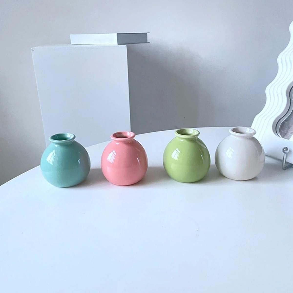 4-Pack Ceramic Small Vases Set Mini Decorative Flower Vases for Living Room, Bedroom, Dining Table, Conference Room Home Office - Artistic Floral Arrangement Accessories