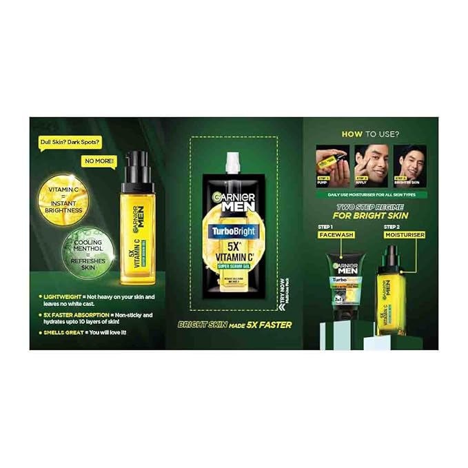 Garnier Men Turbo Bright Vitamin C Icy Serum Gel Sachet, 7ml at Rs. 0