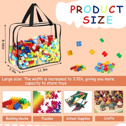 6 Packs Large Toy Storage Bags with Labels, Reusable Clear PVC Board Game Storage, Travel Waterproof Organizer Bags with Zipper for Building Blocks, Puzzle, Kids Books - Image 3