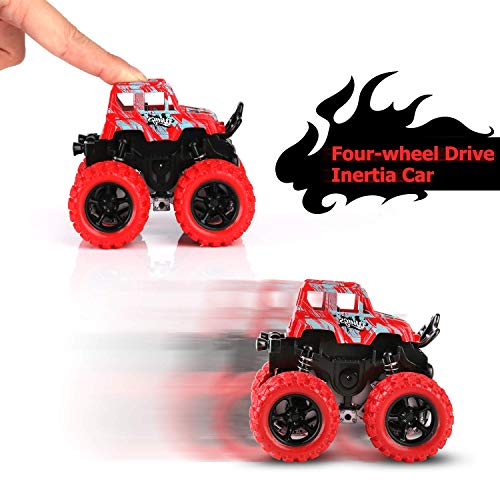 Image of Toyshine Plastic Monster Truck Cars,Push and Go Toy Trucks Friction Powered Cars 4 Wheel Drive Vehicles for Toddlers Children Boys Girls Kids Gift-4PCS (4 Wheel Drive Vehicles)- Pack of 4, Multicolor