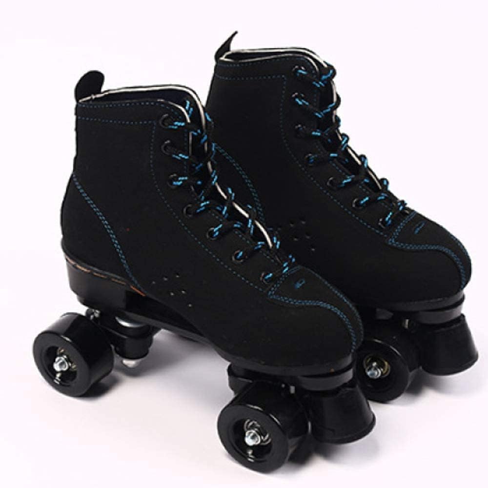 Sporty Roller Skates, Comfortable and Breathable Double-Row Skates, for Girls and Boys,37-Black