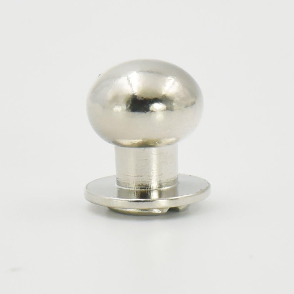 25 Sets 12mm 1/2" Brass Round Head Button Stud Screwback spot for Screw Chicago Nail Nickle