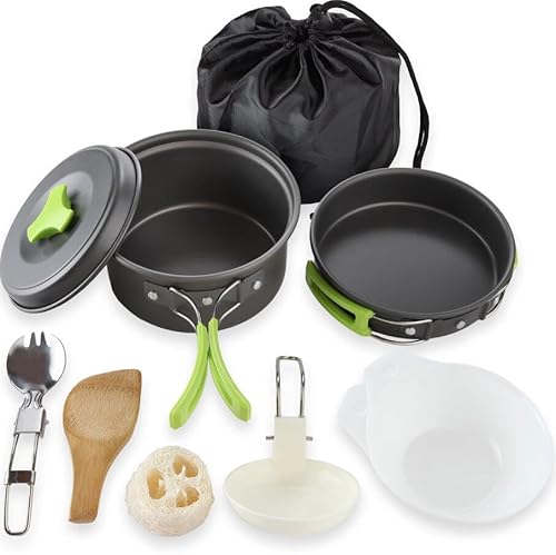 EatingBiting 10pcs Camping Cookware Mess Kit for Backpacking Gear Cooking