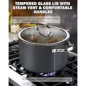 Cooks standard stock pot dutch oven casserole with glass lid 7 quart classic hard anodized nonstick stockpot black  urban country home decor