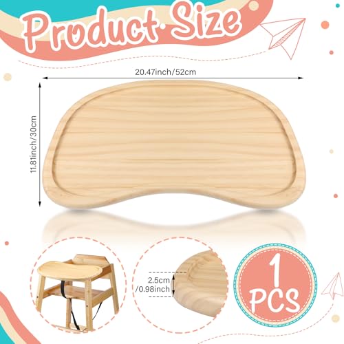 Image of Wonderjune Baby Wooden High Chair Tray, Antique Vintage Toddler Infant Seat Tray Replacement Universal Wooden High Chair Accessory for Kitchen Toddlers and Babies Home Finger Foods Placemat