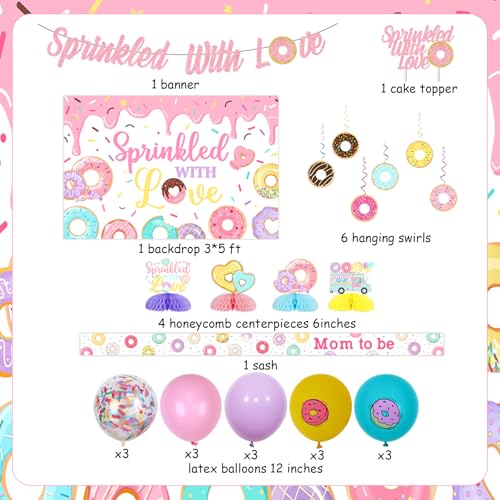 Décorations fête prénatale rose fille kit complet avec topper gâteau réutilisable - 6