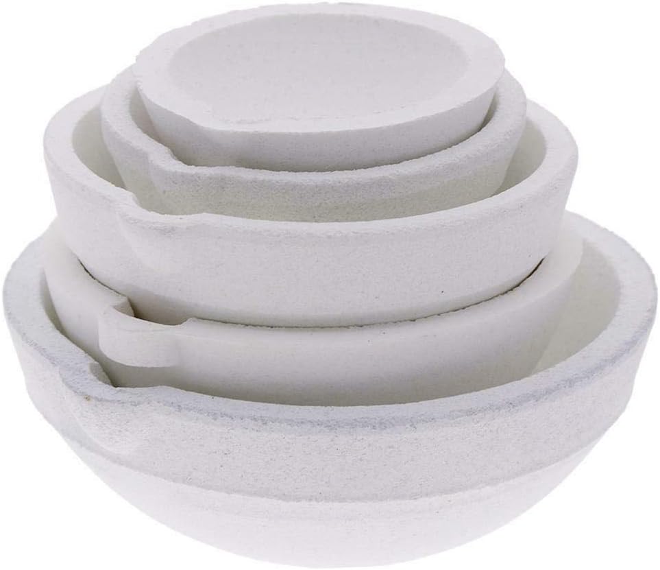 LTKJ Set of 5 Crucibles Melting Dishes Ceramic Casting Torch Melt Jewelry Gold-Silver 100g/250g/500g/750g/1kg