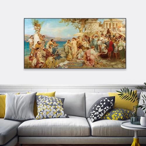 Affiche d'art Phryné à l'Éleusis de Poséidon toile vintage 90x180cm