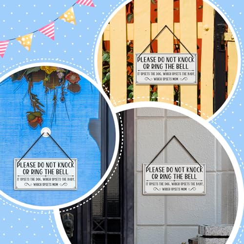 Image of Putuo Decor Do Not Ring Doorbell Sign Sleeping for Front Door PVC Shhh is Sleeping Do Not Knock or Ring Doorbell Door Knob Hanger Sign for Home Room Nursery Kindergarten Decor