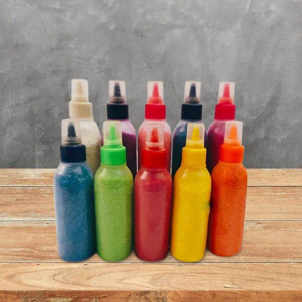 Buyent ® Rangoli Colour Powder Tube Bottle Colour for Rangoli Design Colour Creativity Diwali Floor Decoration Traditional Rangoli Color Powder Rang Sand for Navratri Pongal Diwali Set of 5-image-41