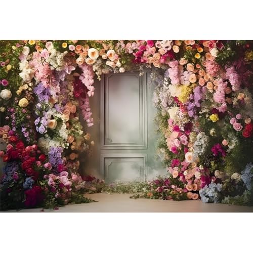 Yeele 8x4ft Romantic Floral Wall Backdrop for Wedding Spring Colorful Flower Arch Vintage Elegant Wall Room Photography Background for Wedding Bridal Shower Decor Girl Portrait Photo Shoot Props