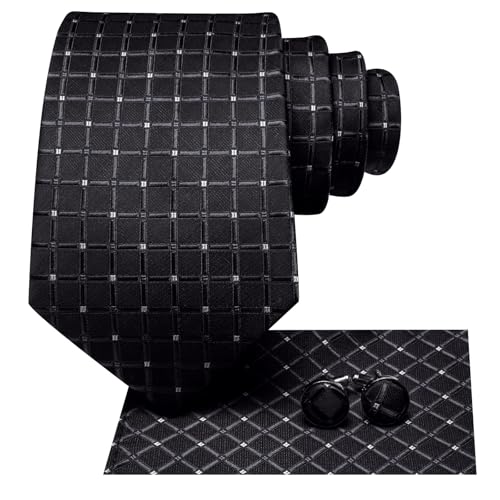 Image of Dubulle Mens Paisley Striped Tie Woven Necktie for Men and Handkerchief Cufflinks Set Wedding Formal Business