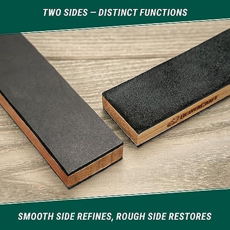 BeaverCraft Leather Strop for Knife Sharpening LS9P02 - Stropping Kit with Polishing Compound - Leather Knife Sharpener - Honing Strop Block 2-sided