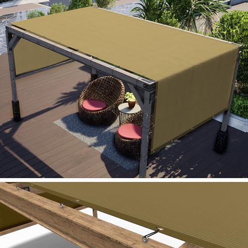 ColourTree 12' x 13' Sand Beige Pergola Sun Shade Canopy Replacement Cover UPF50, Commercial Grade 260 GSM Cloth for Outdoor Patio, Garden, Deck, Backyard (We Make Custom Size)
