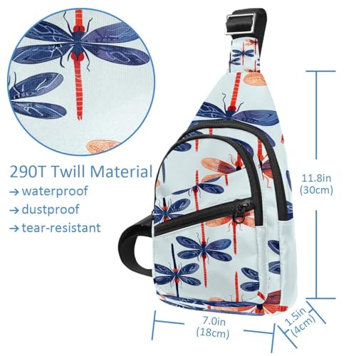 Sac à dos à bandoulière libellule rouge réglable et multicolore