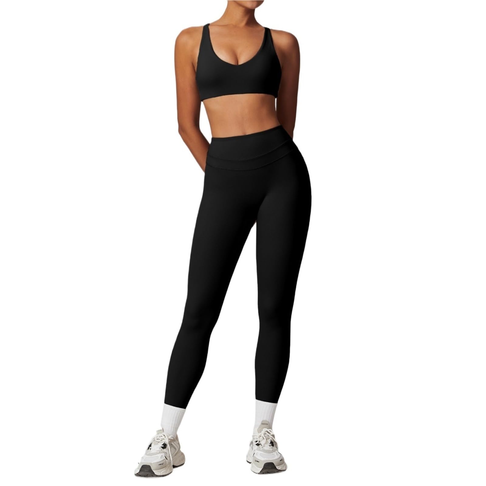Conjunto Deportivo Mujer Conjunto de Yoga 2 uds, ropa deportiva, atlética, Legging gimnasio, sujetador Fitness, Top corto, traje deportivo manga corta