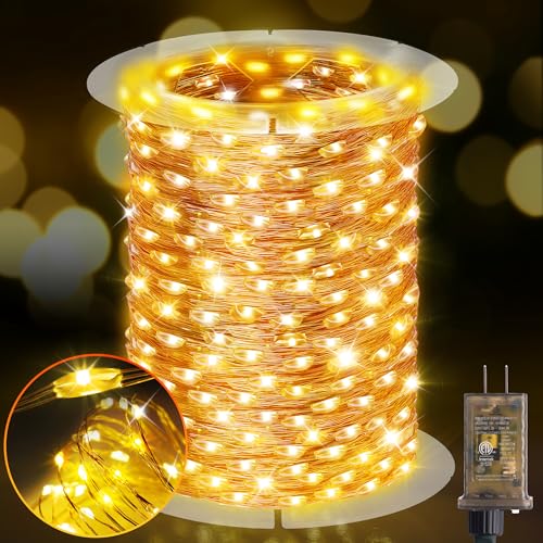 KNONEW 203FT 600 LED Outdoor Fairy Lights Plug in, Christmas Fairy Lights Outdoor Waterproof 8 Modes Memory Times for We - Detailed View