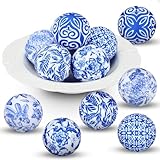 Ceenna 12 Pcs Decorative Fabric Balls 2.36' Chinoiserie Centerpiece Bowl Filler Wrapped Ball Farmhouse Decor for Party Supplies Basket Table(Fabric,Classic Style)