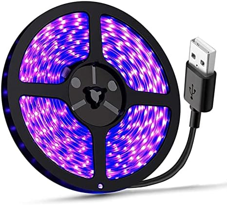 UV Light Strip 2M USB LED Black Light Strip DC5V 390-400nm 3528 120LED IP65 Waterproof Super Bright LED Strip Lights, for Halloween Party Fluorescent Dance Party Body Paint Stage Lightin