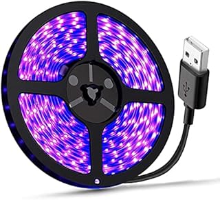 UV Light Strip 2M USB LED Black Light Strip DC5V 390-400nm 3528 120LED IP65 Waterproof Super Bright LED Strip Lights, for Halloween Party Fluorescent Dance Party Body Paint Stage Lightin