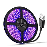 ST.MARY TINO UV Light Strip 2M USB LED Black Light Strip DC5V 390-400nm 3528 120LED IP65 Waterproof Super Bright LED Strip Lights, for Halloween Party Fluorescent Dance Party Body Paint Stage Lightin