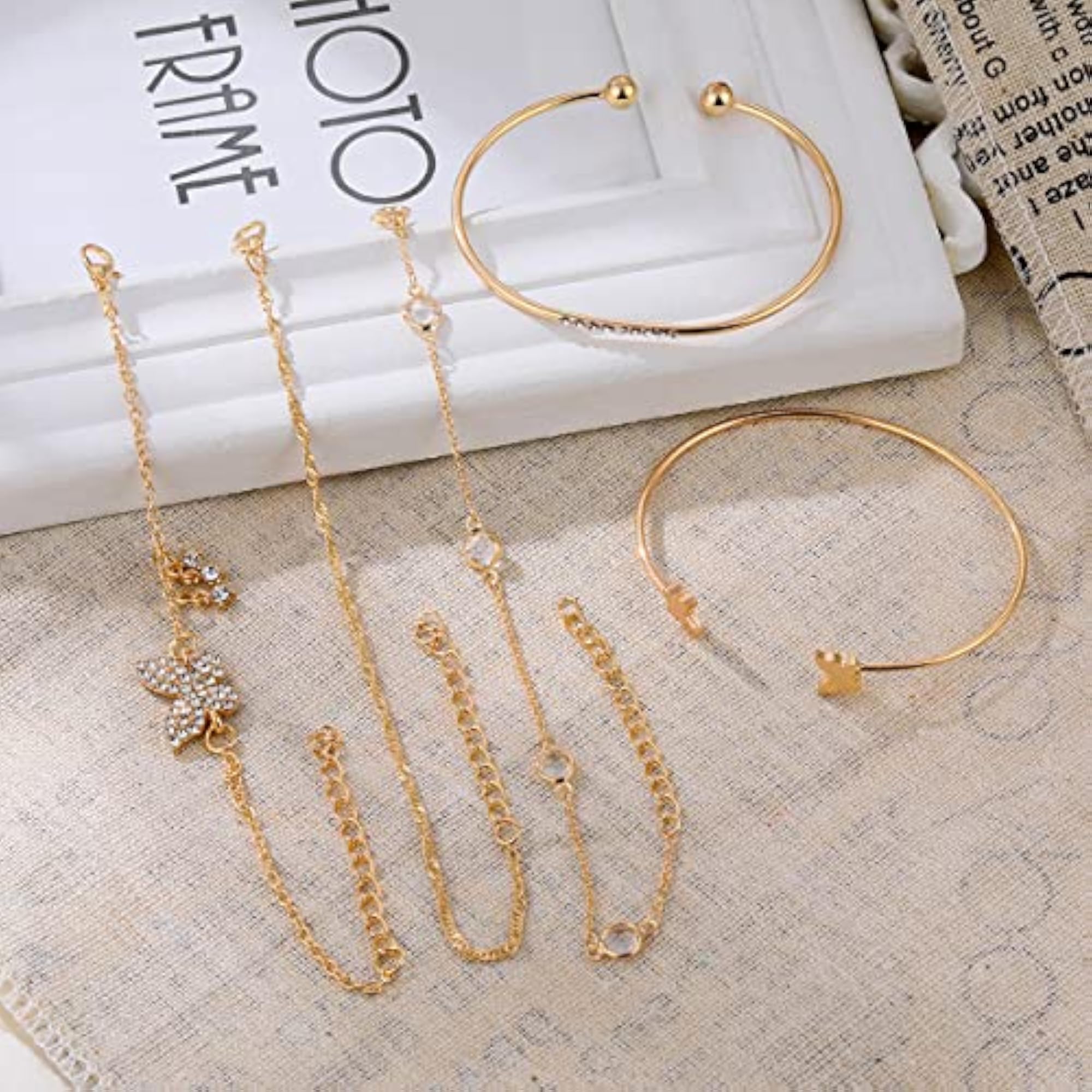 Butterfly Inspired Stackable Bracelet Set, 5pcs