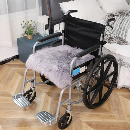 vanenferse Pure Wool Fleece Top Wheelchair Cushion, Winter Warm Wheelchair Seat Cover, Fleece Wheelchair Cosy Cushion, Super Soft Wool for Wheelchairs, Cars or Home
