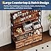 PeacefulHues Bakers Rack with Storage Cabinet, 5-Tier Standing Kitchen Industrial Microwave Oven Stand with Power Outlet and 10 Hooks, Rustic Brown