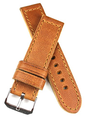 Bracelet de montre en cuir marron 22 mm aviateur stark look usé B119