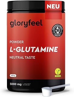 L-Glutamin Pulver 600g vegan - Geschmacksneutral - 5.000mg reines, bioaktives L-Glutamin pro Portion - 120 Portionen Vorrat - Hochdosiert & leicht löslich