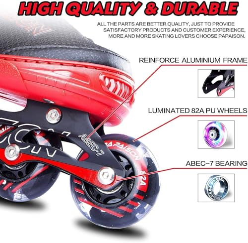 Image of PAPAISON Adjustable Inline Skates for Kids and Adults with Full Light Up Wheels, Outdoor Roller Skates for Girls and Boys, Men and Women
