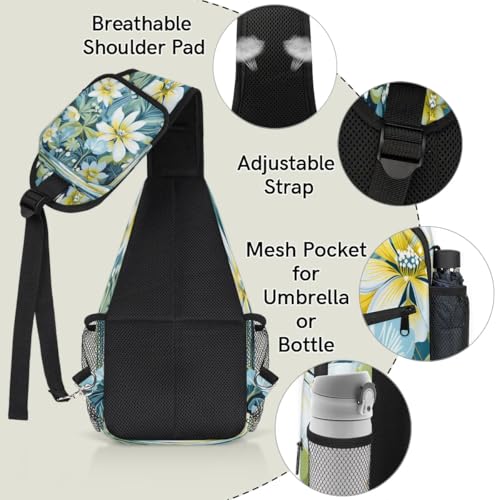 Bolso Sling Unisex con diseño Floral 7.9 x 3.5 x 14.2 in miniatura 5