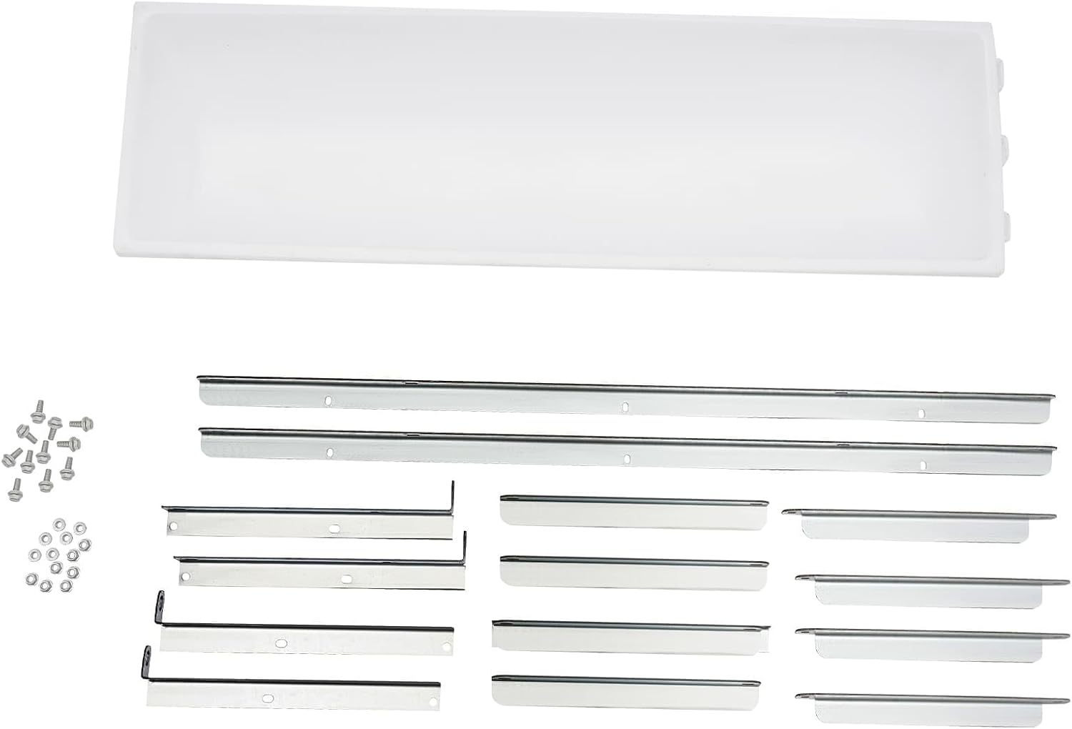 Livestock Feed Trough with Metal Stand 39" Long Large Capacity Livestock Feeder for Lambs Foals Calves Sheep Horses Alpacas and Goats in Farm (Silver+White)