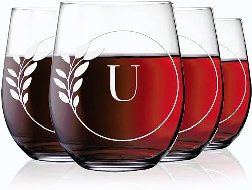 Miniatura 7 de Greenline Goods Copas de vino sin tallo con monograma de letra L, descubre nuestra copa de vino grabada con cristal, copa de cóctel con inicial