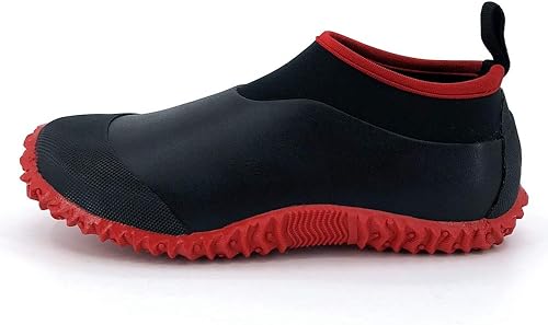 Vista 17 de SYLPHID Zapatos de jardín para hombre, zapatos de lluvia impermeables de neopreno para campamento, cuidado del césped, jardinería y trabajo