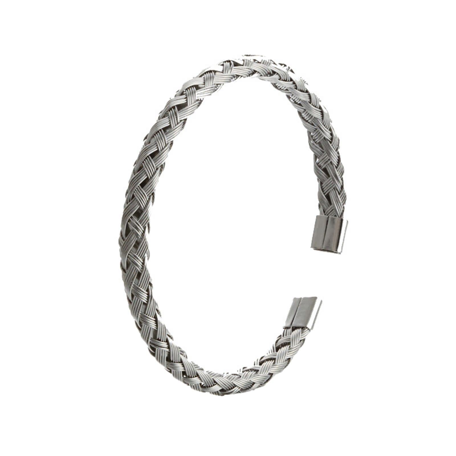 ANAZOZPulseras Hombre de Acero Inoxidable,Pulseras Hombres Plata/Oro Trenzada