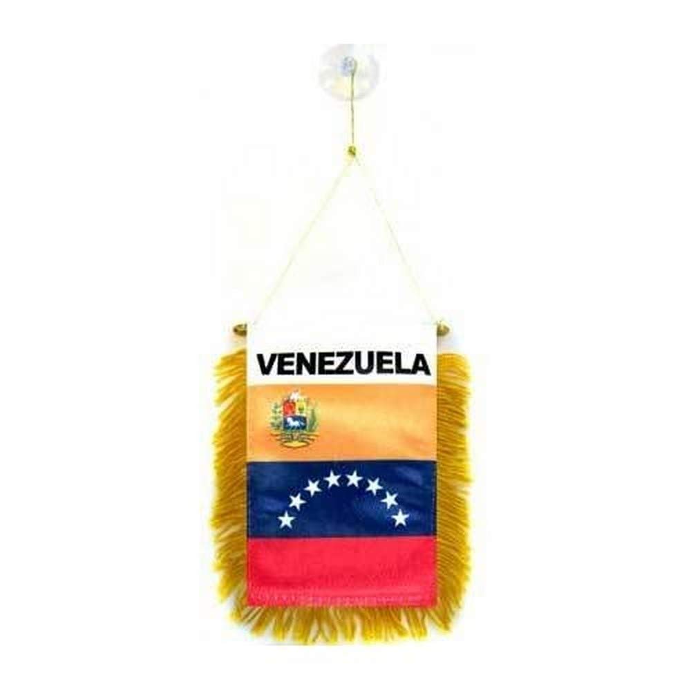 AZ FLAG Venezuela Mini Banner 6'' x 4'' - Venezuelan Pennant 15 x 10 cm - Mini Banners 4x6 inch Suction Cup Hanger