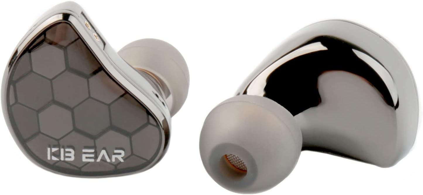 keephifi KBEAR Xuanwu in Ear Monitor IEM Earphone for Musician Singer Audiophile, Metal Cavity Earbuds with Detachable 2Pin OFC Silver Plated Cable Wired Headphones (Gun, No Mic)