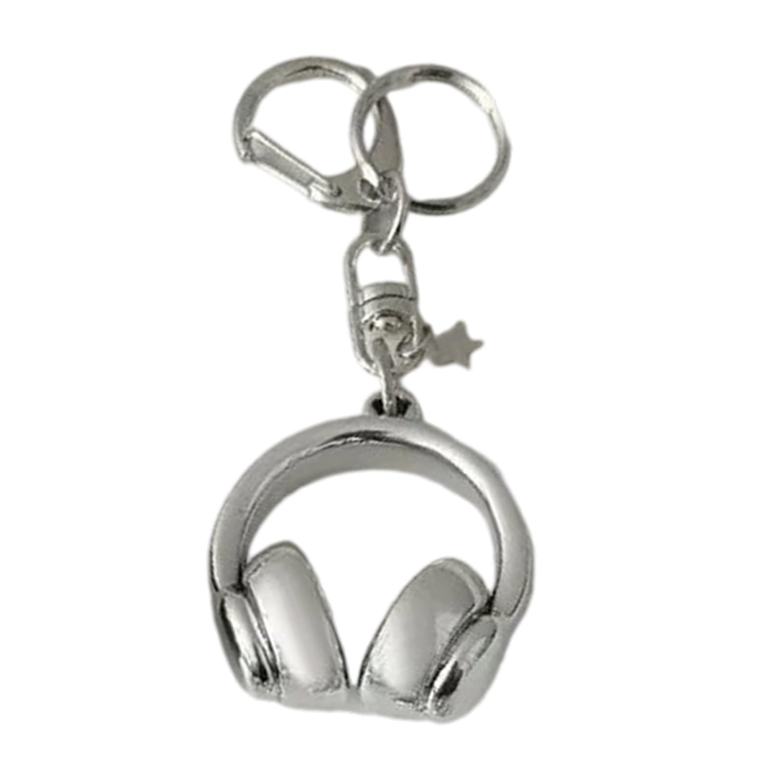 Jazuaiao Trendy Gradient Earphone Keychain Fashionable Carabiner Clip for Music Lovers Personalize Alloy Keyring Gradient Earphone Keychain