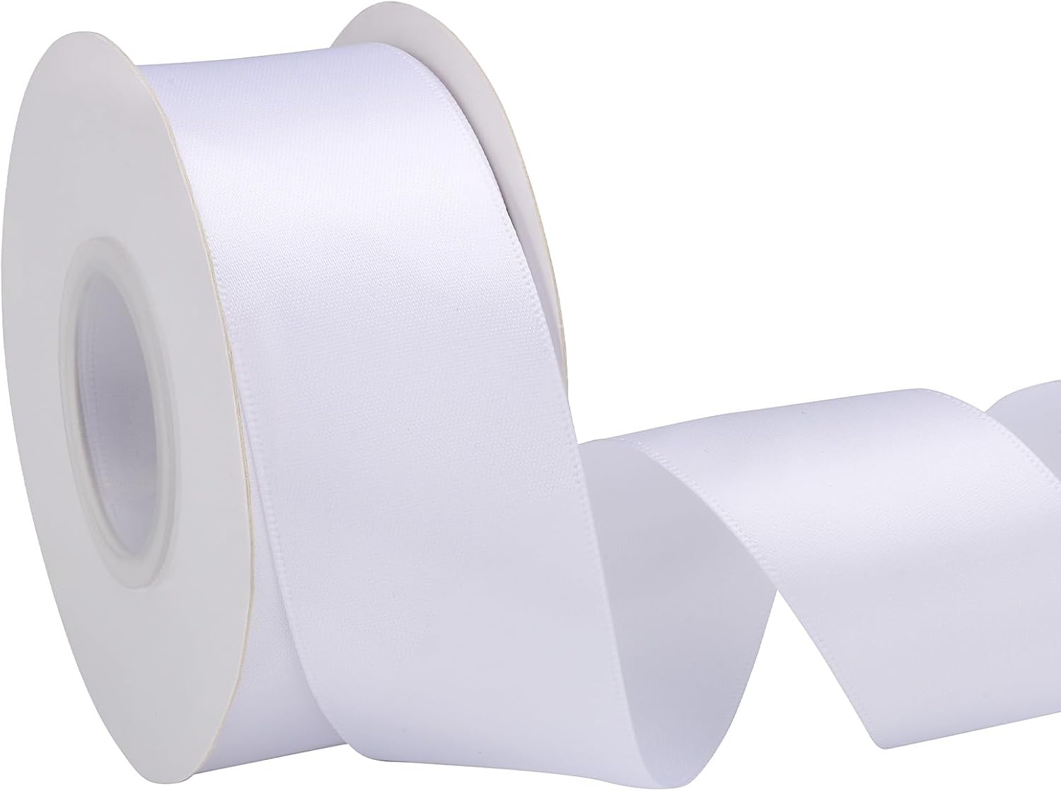 EUSOAR White Ribbon, 1 Roll 1 1/2 inch x 25 Yd Fabric Double Faced Satin Ribbon, Wedding Silk Ribbons for Crafts Gift Wrapping Flower Bouquet Handmade Invitation Party Decor Shower Bows DIY Sewing