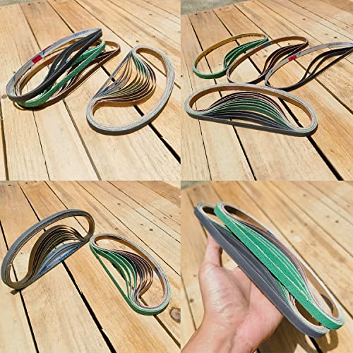 Tockrop 24 Pack 3/8" X 21" Replacement File Sander Belt For Makita Xsb01Z, 9032 Belt Sander -80/120/240/400/1000/1200 Grits Sanding Belt #TOP5