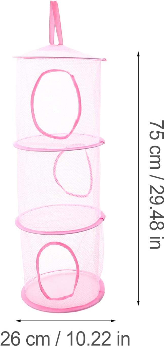 Vaguelly 2pcs Foldable Toy Storage Nets Multi-layer Mesh Hanging Organizer for Stuffed Animals Drying Socks and Clothes Space-saving Hammock Baskets