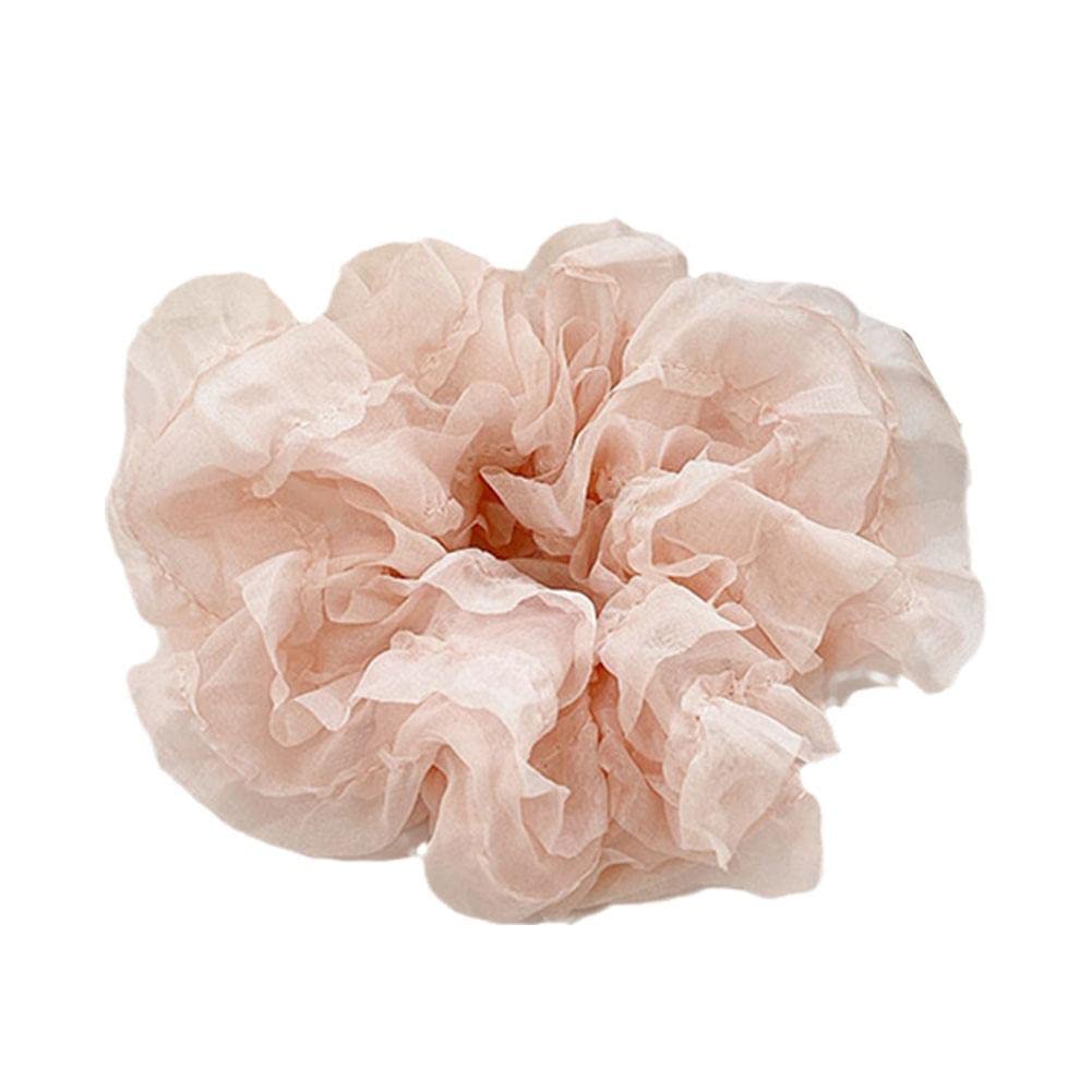 Ruffles Hair Scrunchies,Hair Rope Elegant Temperament Lace Fluffy Scrunchies Headwear Sweet Lace Ruffles Hair Band Hair Accessories (Pink)