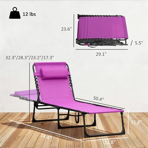 image for Outsunny Folding Chaise Lounge Chair, Patio Sun Tanning Chair, Outdoor